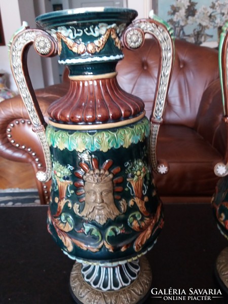 SCHILLER & GERBING majolica váza pár! /M:39cm /