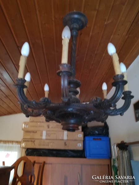Carved wooden chandelier