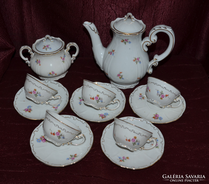 Zsolnay baroque feathered, scattered floral coffee set (dbz 0095)