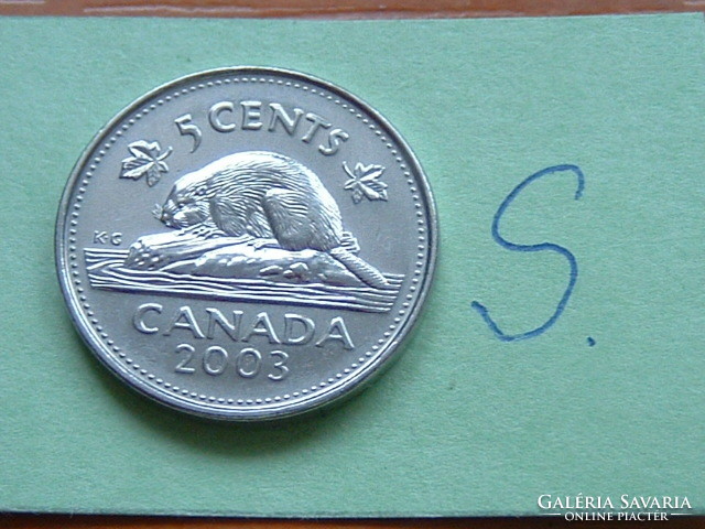 Canada 5 cents 2003 elizabeth ii, beaver nickel plated steel mintmark: (bottom) p #s