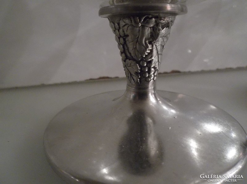 Cup - 3 pcs - marked - 14 x 9 cm - pewter base - glass - German - perfect