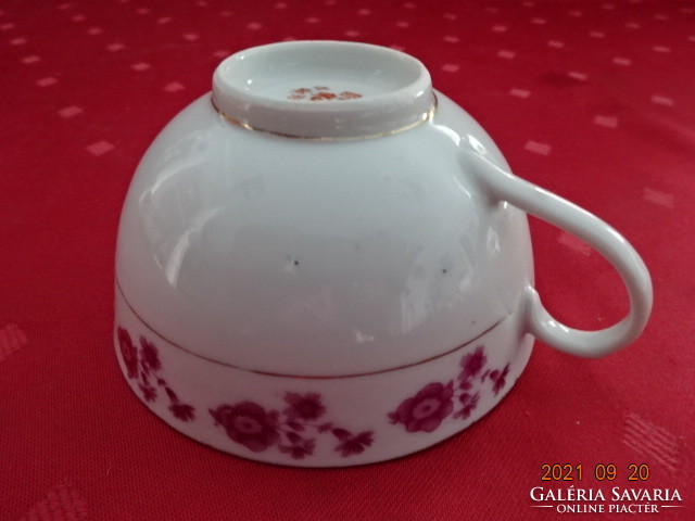 Japanese porcelain tea set, four-person, pink floral. He has!