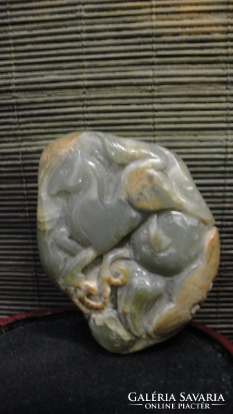 Hand-carved jade stone talisman, 1810s