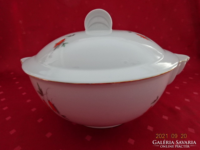 Drasche porcelain soup bowl, hand painted rare pattern, sought after shape, condition new. He has!