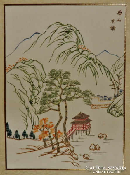 Kínai selyemkép, kézzel festett