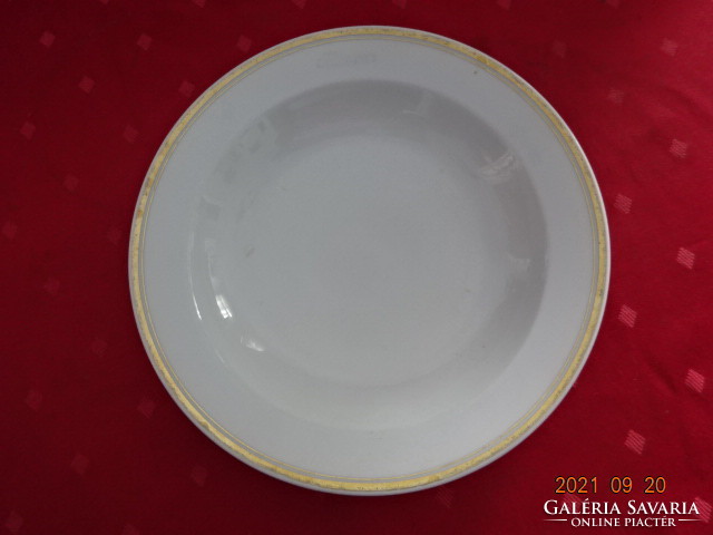 Great Plain porcelain deep plate, gold edged, diameter 23 cm. He has!