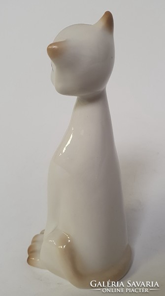 Art deco shape, porcelain sitting cat figurine