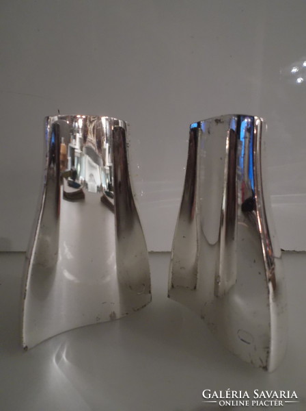 Salt and pepper shaker - 45 dkg - silver-plated - metal - porcelain - marked - 9 x 6.5 cm - flawless