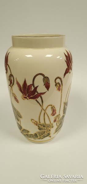 Zsolnay, large vase with floral decor