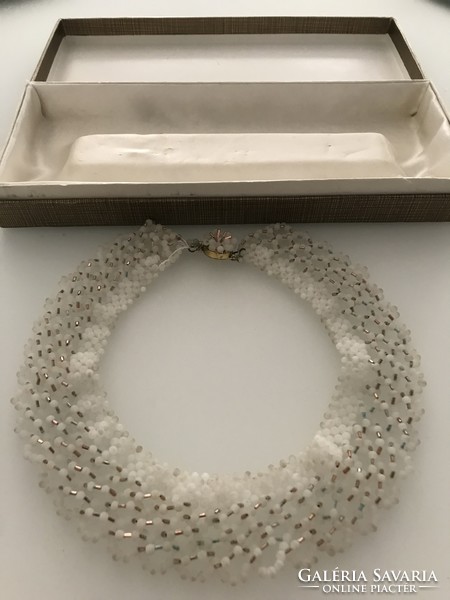 Retro Czech necklace made of opal glass eyes