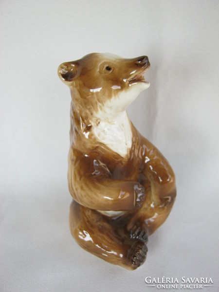 Royal Dux porcelán maci barna medve