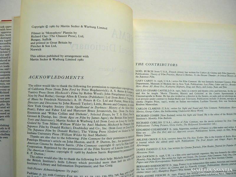 CINEMA A CRITICAL DICTIONARY, VOLUME ONE AND TWO,1980, RICHARD ROUD, KÖNYV JÓ ÁLLAPOTBAN