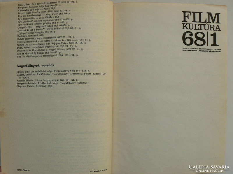 Film culture 1968, full vintage combined, book in good condition