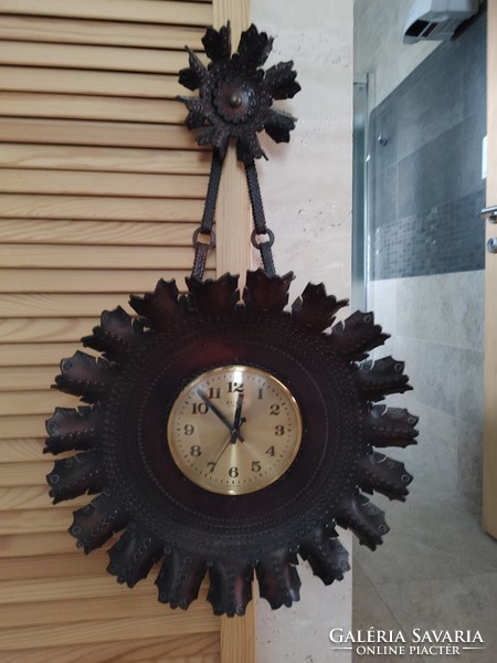 Beautiful handmade genuine leather leather wall clock weimar - gdr