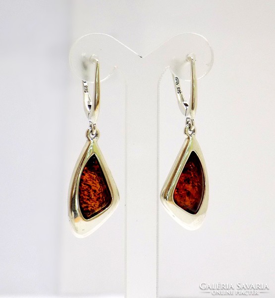 Silver earrings with amber stones (zal-ag97829)