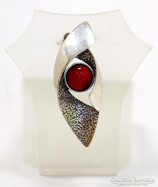 Silver pendant with coral stone (zal-ag97813)