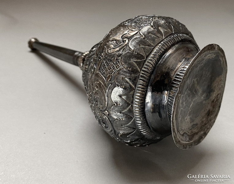 Elképesztő,antik,indiai ezüst rózsavíz-locsoló flaska,18.század!