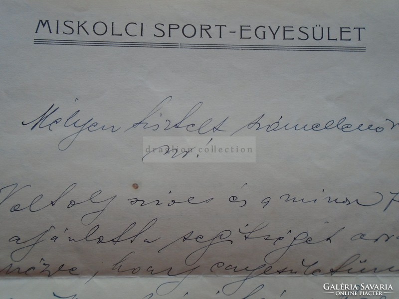 G21.505  Miskolci Sport Egyesület- Miskolc  - Radó Sándor igazgató kézzel írt levele 1926