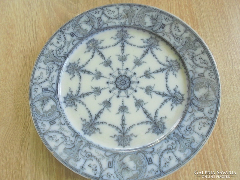 Antik kobaltkék dúsan mintázott porcelán tányér
