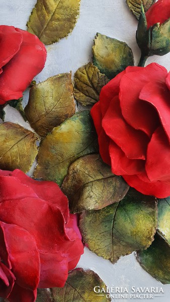 Roses, relief, 31 cm x 31 cm