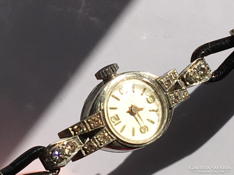 Antique ladies watch with white gold platinum diamond french swiss
