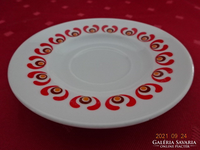 Alföldi porcelán kávéscsésze alátét, piros minta, átmérője 11 cm. Vanneki!