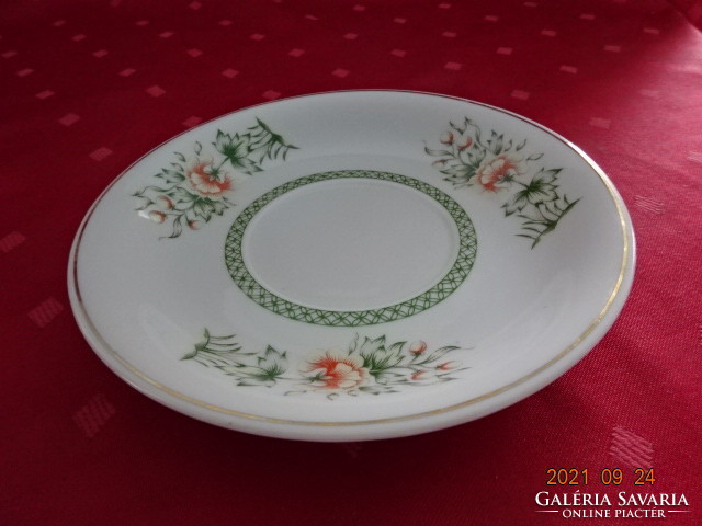 Hollóház porcelain teacup coaster with yellow, green pattern, diameter 15.3 cm. He has!