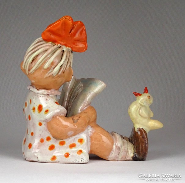 1A015 Little bird girl hops ceramic figure