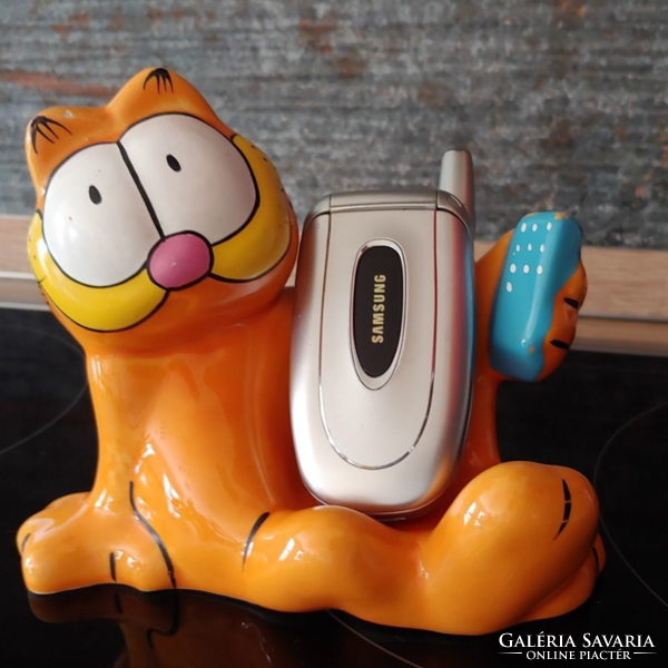 Retró porcelán telefontartó  Garfield Gárfild   dekor telefonnal