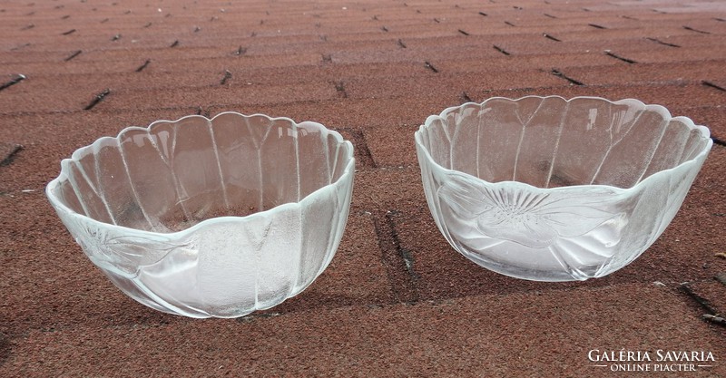 Pair of thick glass old serious compote bowls