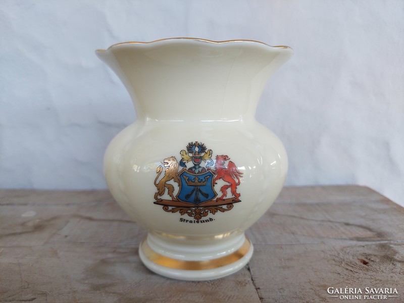Hand-painted, gilded delicate German porcelain vase, marked, numbered, beautiful piece