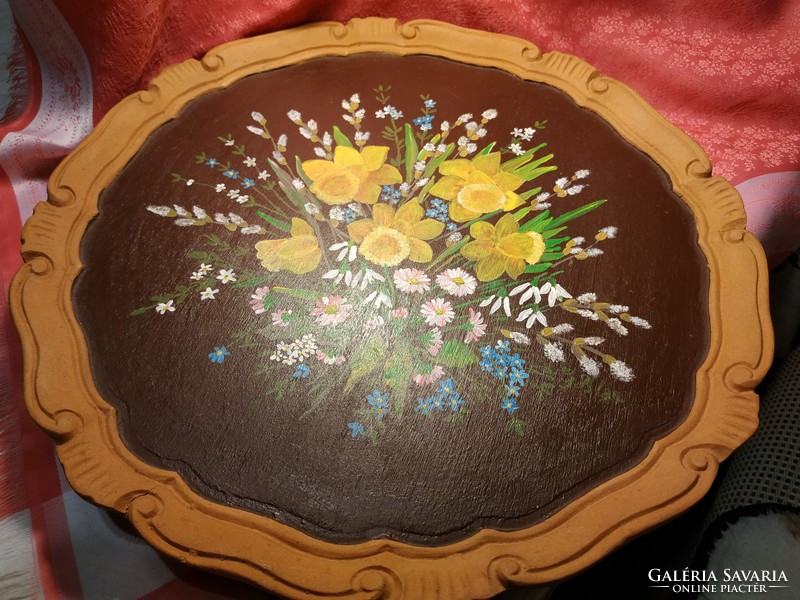 Hand painted wooden tray