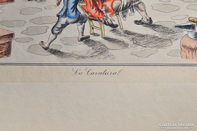 La cavatural, satirical lithography, 19th Century
