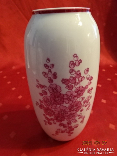Hollóház porcelain vase with pink flowers, height 17 cm. He has!