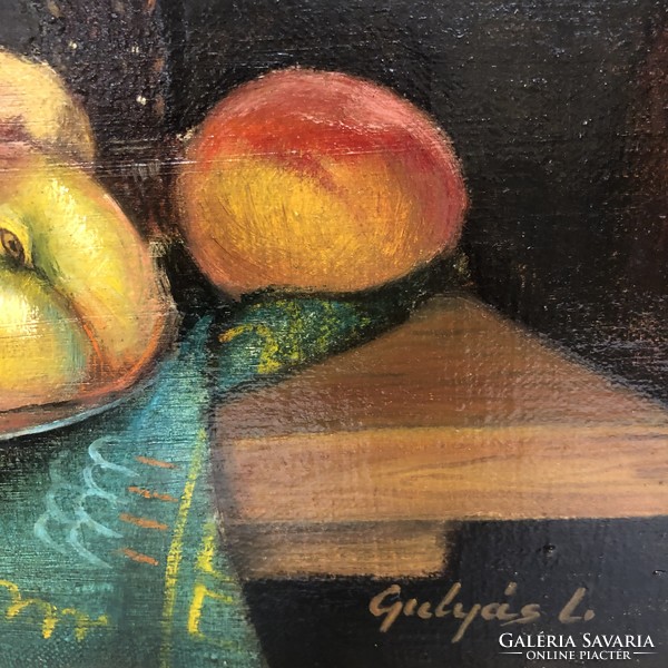 Still life with goulash. Oil on canvas