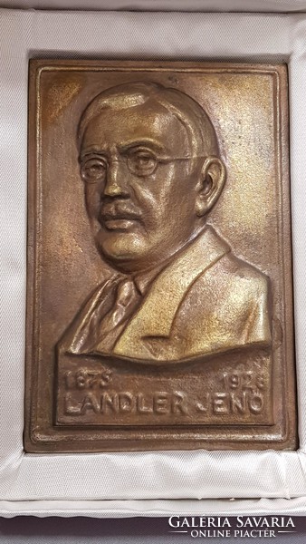 Jenő Landler 1875-1928 bronze plaque in gift box