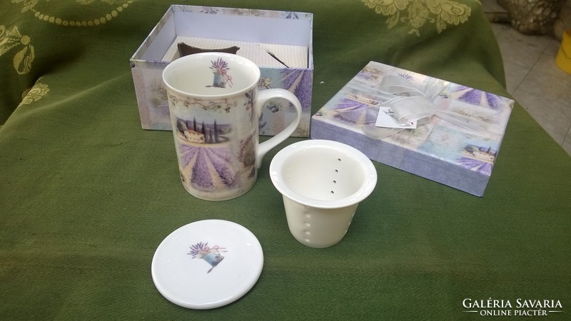Lavender mot. Tea strainer cup + gift box-English, also as a gift