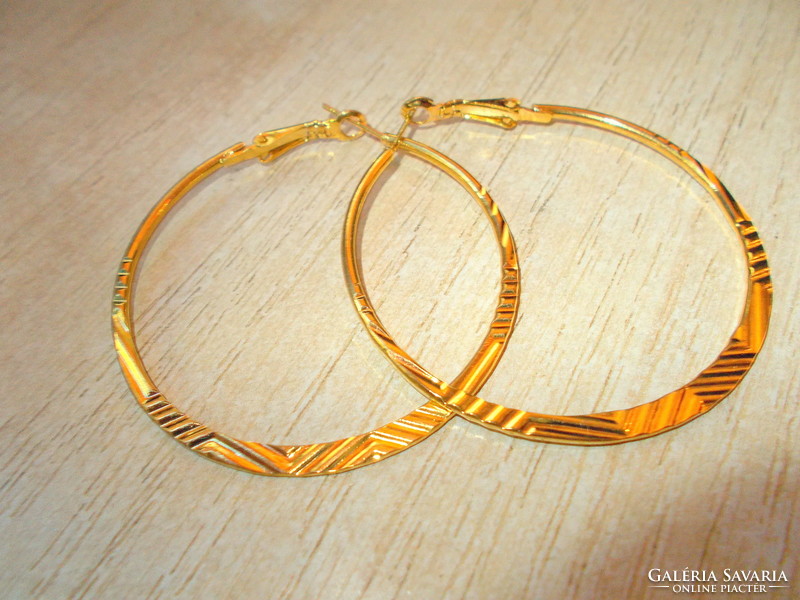 Olasz Metszett Arany Gold Filled Karika Fülbevaló - Minőségi Darab 5 cm -es