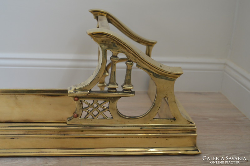 Antique art deco English brass fireplace firebox