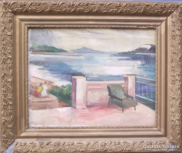 Ismeretlen művész, tengerre néző erkély