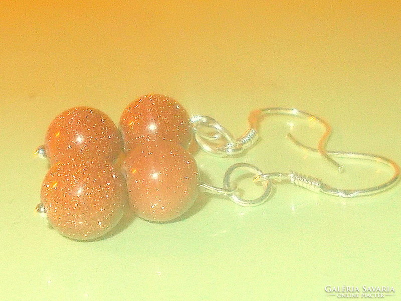 Gold sunstone goldfluss with stony spherical earrings