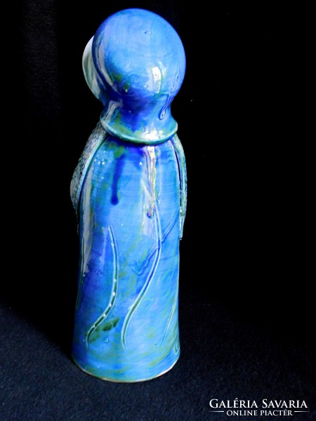 Kerámia szobor - lány hegedűvel - 30 cm