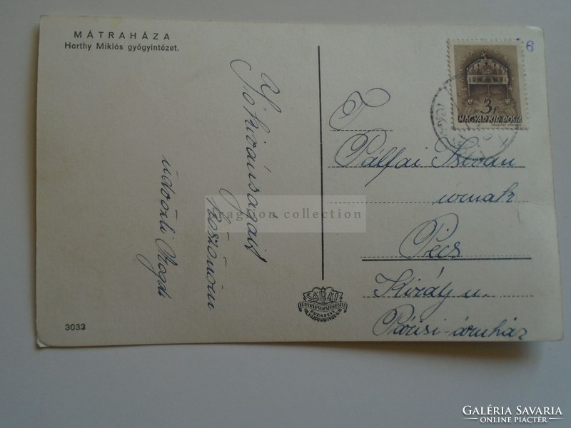 D184458   Régi képeslap  MÁTRAHÁZA  Horthy Miklós gyógyintézet  1940's
