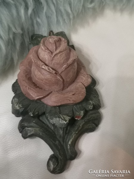 Wax rose handmade, vintage needlework, 14 cm x 3 cm