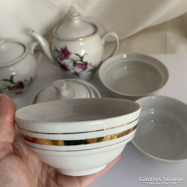 Igazi Retro vintage orosz porcelán teás készlet a 60-as 70-es évekből 9 db-os