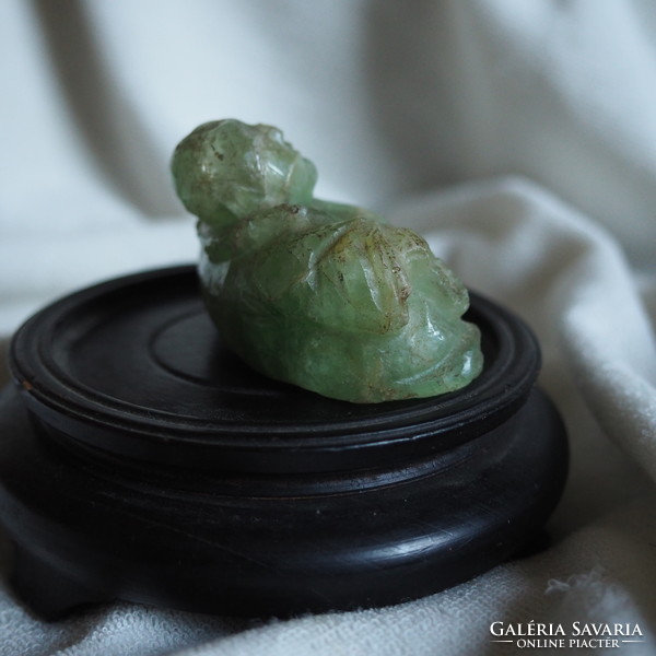 Jade Laughing Potted Buddha Hand Carving Statue Amulet Chinese Japanese Green Buddhist Prayer Mala Feng Shui