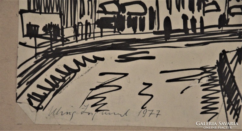Ink drawing of Sigismund Uhrig (1919 - 1993), signed, 1977