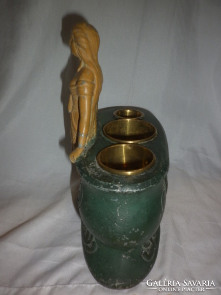 Antique female figure in metal serving holder