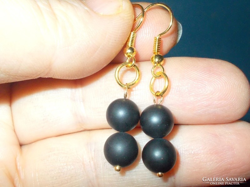 Onix mineral pearl gold gold filed earrings
