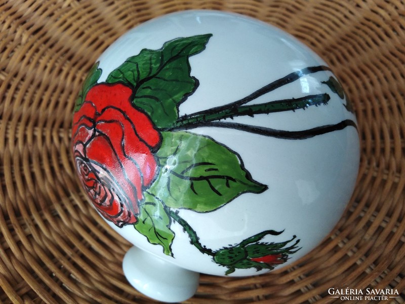 Rózsás - kerámia, gömb váza
